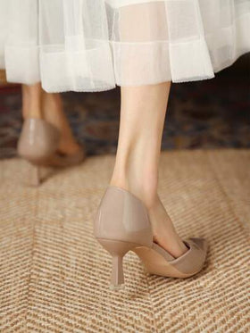 Xin Jing Shoes حذاء كعب عالي نسائي موضة خريف/شتاء 2025 بتصميم مفرغ، أنيق، كعب قطة