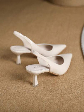 Xin Jing Shoes أحذية كعب عالي أنيقة وعملية للنساء موضة خريف/شتاء 2025، أحذية رسمية للزفاف والتنقل اليومي بدون ظهر، أنيقة وذات كعب قطة وكعب مدبب