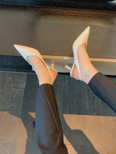 Xin Jing Shoes أحذية كعب عالي أنيقة وعملية للنساء موضة خريف/شتاء 2025، أحذية رسمية للزفاف والتنقل اليومي بدون ظهر، أنيقة وذات كعب قطة وكعب مدبب