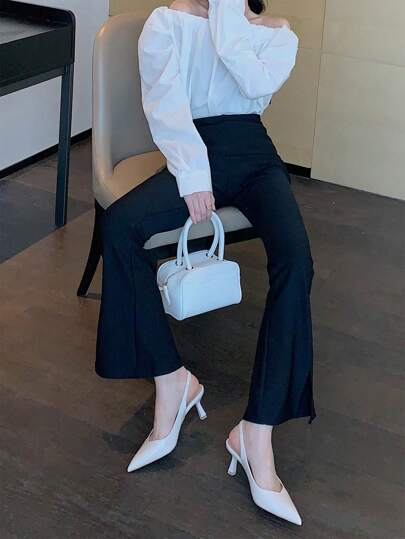 Xin Jing Shoes أحذية كعب عالي أنيقة وعملية للنساء موضة خريف/شتاء 2025، أحذية رسمية للزفاف والتنقل اليومي بدون ظهر، أنيقة وذات كعب قطة وكعب مدبب