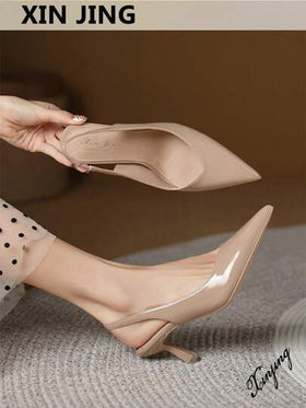 Xin Jing Shoes أحذية نسائية عالية الكعب موضة خريف/شتاء 2025 متعددة الاستخدامات، كعب قطة، كعب مدبب، مناسبة للتنقل والزفاف، أنيقة
