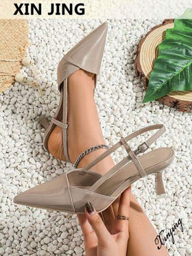 Xin Jing Shoes أحذية نسائية ذات كعب عالي وأصبع مدبب للموسم الخريفي/الشتوي، تتناسب مع أي فستان، عصرية، متعددة الاستخدامات وأنيقة، كعب قطة، للحفلات، كعب إبرة