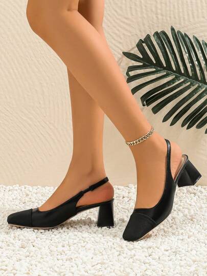 Xin Jing Shoes أحذية نسائية ذات كعب سميك موديل خريف/شتاء 2025 الجديد، تصميم أنيق بسير خلفي، أنيقة وأنيقة