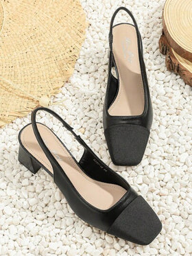 Xin Jing Shoes أحذية نسائية ذات كعب سميك موديل خريف/شتاء 2025 الجديد، تصميم أنيق بسير خلفي، أنيقة وأنيقة