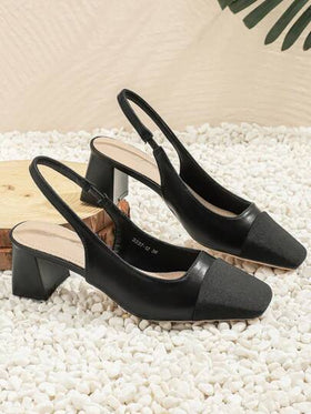 Xin Jing Shoes أحذية نسائية ذات كعب سميك موديل خريف/شتاء 2025 الجديد، تصميم أنيق بسير خلفي، أنيقة وأنيقة