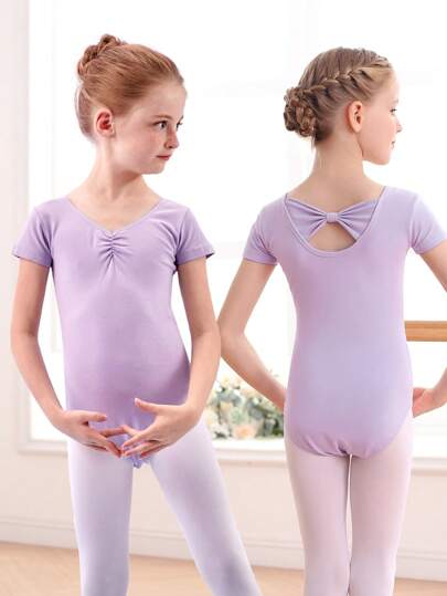 ملابس رياضية أطفال E.DANCE لباس الباليه للفتاة ، بذلة رقص للفتيات ، منسوجة مزركشة منفذة للهواء ، مناسبة للباليه والجمباز
