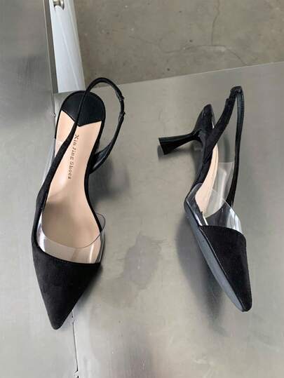 Xin Jing Shoes أحذية كعب منخفض مدبب من الجلد المخمل، أنيقة، كعب قطة، للحفلات، كعب إبرة، كعب إبرة