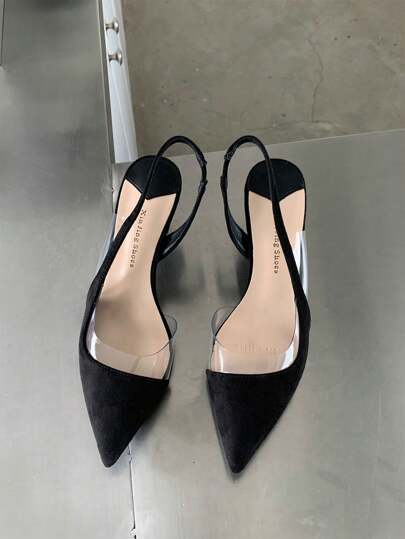 Xin Jing Shoes أحذية كعب منخفض مدبب من الجلد المخمل، أنيقة، كعب قطة، للحفلات، كعب إبرة، كعب إبرة