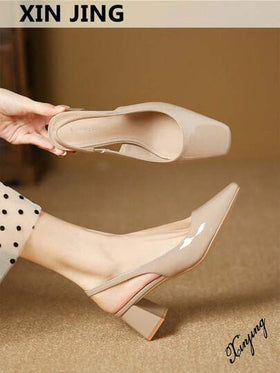 Xin Jing Shoes أحذية نسائية كاجوال ذات كعب سميك للموسم الانتقالي بين الخريف والشتاء، بتصميم بسيط مناسبة للتنقل والعمل، أنيقة