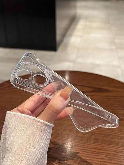 غطاء هاتف شفاف قطعة واحدة، غطاء هاتف شفاف مرن فاخر محمي، غطاء هاتف تي بي يو ناعم متوافق مع هواتف آيفون وجالكسي