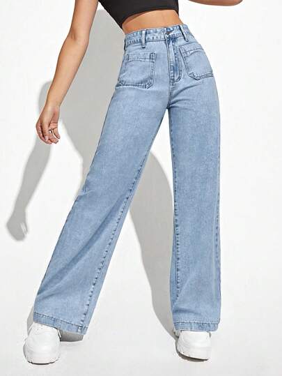 SHEIN EZwear بنطلون جينز كاجوال، مناسب للصيف