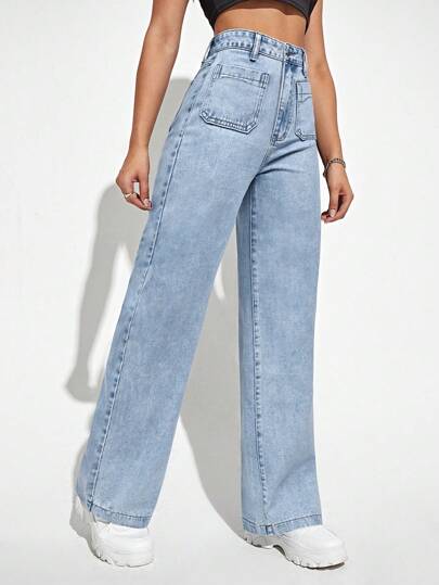 SHEIN EZwear بنطلون جينز كاجوال، مناسب للصيف