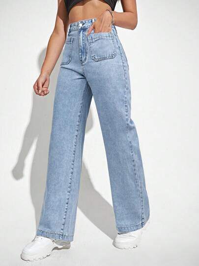 SHEIN EZwear بنطلون جينز كاجوال، مناسب للصيف