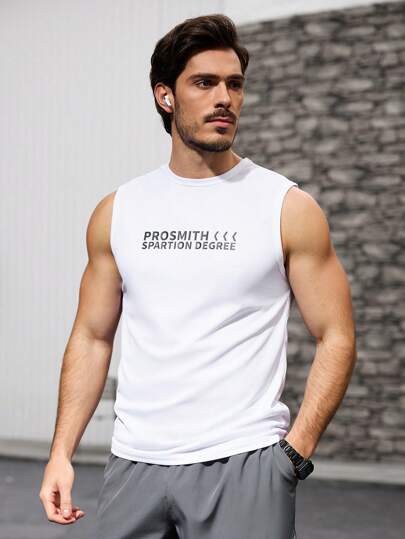 Manfinity Sport Corelite ملابس علوية أكمام رياضية كاجوال مطبوع عليها حرف للرجال