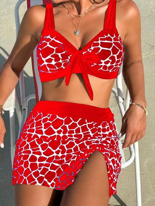 Swim Vcay 3 قطعة/مجموعة ملابس سباحة بكيني ذات طبعات عشوائية للشاطئ في العطلات