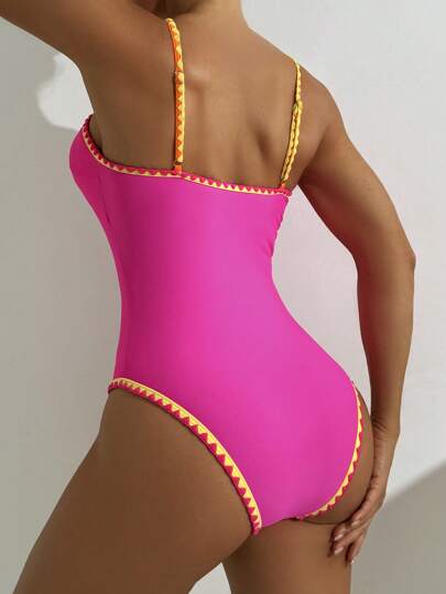 Swim SPRTY ملابس شاطئية للنساء، بدلة سباحة قطعة واحدة بلا أكمام، من قماش مزخرف، يخفي البطن، للشاطئ والتزلج على الأمواج وفصل الصيف