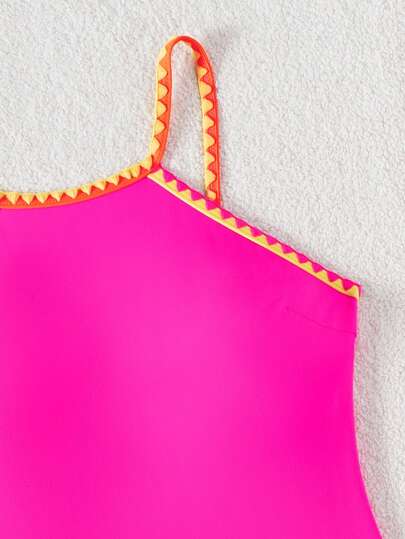 Swim SPRTY ملابس شاطئية للنساء، بدلة سباحة قطعة واحدة بلا أكمام، من قماش مزخرف، يخفي البطن، للشاطئ والتزلج على الأمواج وفصل الصيف