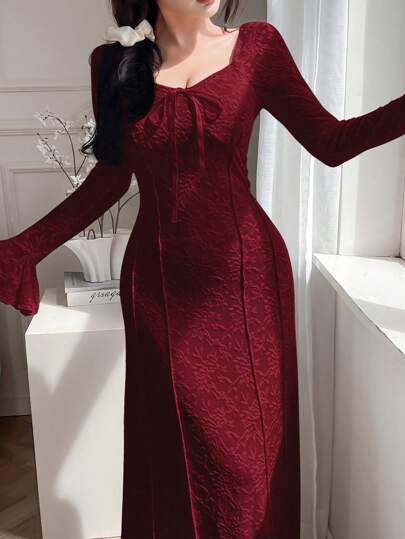 Modelyn العيد فستان طويل أنيق طويل الأكمام للنساء فساتين سهرة طويلة
