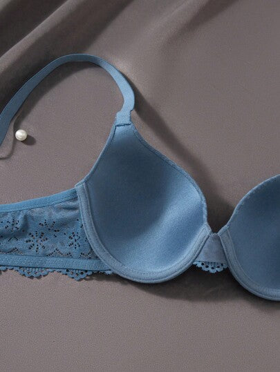 Shein Underwear&Sleepwear Basics 3 قطع بدلة لليدين من الدانتيل ذات لون واحد للنساء