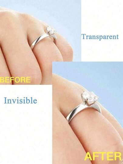 مقاس خاتم شفاف قابل للتعديل، مقاس خاتم غير مرئي، ملصق مصغر لحجم خاتم نسائي فضفاض، أداة خياطة شفافة لصنع المجوهرات DIY، طقم مصغر لخواتم فضفاضة - مثالي للخواتم الزفاف والمجوهرات، مريح للارتداء