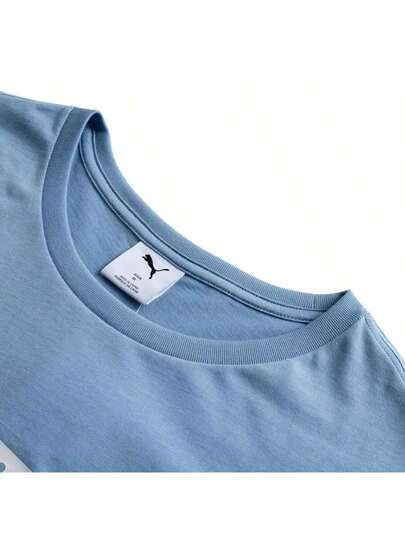 Puma تي شيرت تي شيرت بأكمام قصيرة للرجال من طراز ESS No. 2 Logo، تصميم فضفاض لممارسة الرياضة في الهواء الطلق، تي شيرت كاجوال رياضي بأكمام نصفية 691338-67