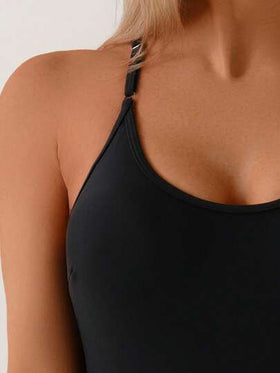 Swim Lushoire ملابس نسائية صيفية للشاطئ بلون أحادي قطعة واحدة ذات حمالات رفيعة متقاطعة الظهر لامبالغ فيه