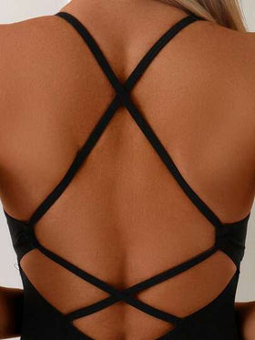 Swim Lushoire ملابس نسائية صيفية للشاطئ بلون أحادي قطعة واحدة ذات حمالات رفيعة متقاطعة الظهر لامبالغ فيه