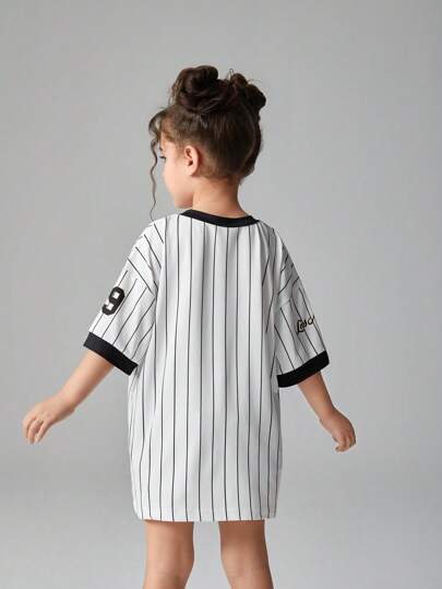 تيشيرتات بناتي Streecool Kids فتيات (مقاس صغير) تي شيرت كاجوال بأكمام قصيرة مطبوع عليه حرف ورقم، منقوشة بألوان سادة معرضة