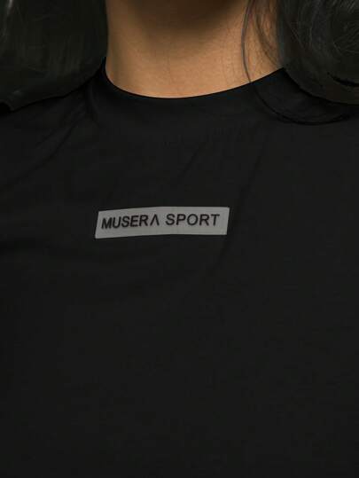 Musera Sport قميص تي شيرت بأكمام قصيرة من جيرسيه ناعم مع لوحة شعار للتنزه والمشي والبادل والتنس وبيكليبول والجيم واللياقة البدنية واليوغا والبيلاتس للاستخدام اليومي العادي