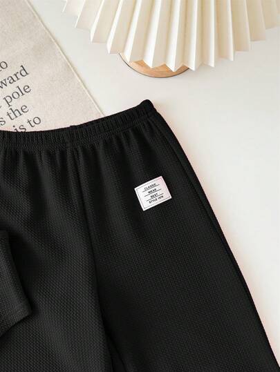 SHEIN طقم مكون من ملابس علوية كروشيه قصير بلا أكمام وبنطال ذو خصر مطاطي، لون وردي، لطفلة صيفي