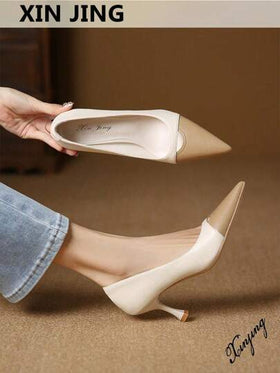 Xin Jing Shoes أحذية كعب عالي موضة جديدة للخريف/الشتاء، متعددة الاستخدامات، مناسبة للعمل أو الارتداء اليومي، أنيقة