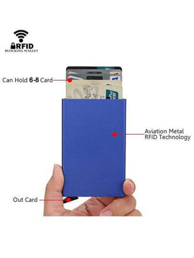 محفظة بطاقات ائتمان RFID للرجال، محفظة معدنية للرجال، حامل بطاقات مصنوع من سبيكة الألومنيوم باللون الأسود، محفظة عصرية للأعمال والأناقة، هدية مناسبة للأب والصديق والحبيب في عيد الأب وعيد الحب وعيد الميلاد