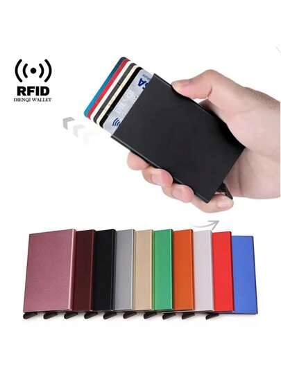 محفظة بطاقات ائتمان RFID للرجال، محفظة معدنية للرجال، حامل بطاقات مصنوع من سبيكة الألومنيوم باللون الأسود، محفظة عصرية للأعمال والأناقة، هدية مناسبة للأب والصديق والحبيب في عيد الأب وعيد الحب وعيد الميلاد