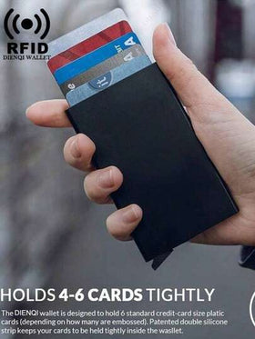 محفظة بطاقات ائتمان RFID للرجال، محفظة معدنية للرجال، حامل بطاقات مصنوع من سبيكة الألومنيوم باللون الأسود، محفظة عصرية للأعمال والأناقة، هدية مناسبة للأب والصديق والحبيب في عيد الأب وعيد الحب وعيد الميلاد