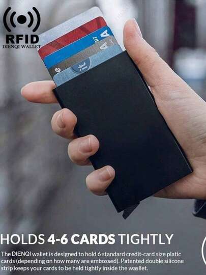 محفظة بطاقات ائتمان RFID للرجال، محفظة معدنية للرجال، حامل بطاقات مصنوع من سبيكة الألومنيوم باللون الأسود، محفظة عصرية للأعمال والأناقة، هدية مناسبة للأب والصديق والحبيب في عيد الأب وعيد الحب وعيد الميلاد