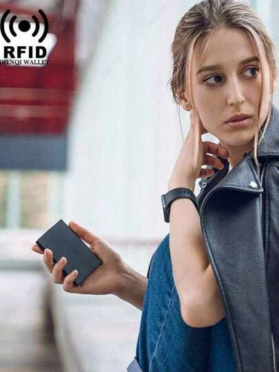 محفظة بطاقات ائتمان RFID للرجال، محفظة معدنية للرجال، حامل بطاقات مصنوع من سبيكة الألومنيوم باللون الأسود، محفظة عصرية للأعمال والأناقة، هدية مناسبة للأب والصديق والحبيب في عيد الأب وعيد الحب وعيد الميلاد