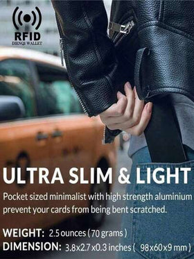 محفظة بطاقات ائتمان RFID للرجال، محفظة معدنية للرجال، حامل بطاقات مصنوع من سبيكة الألومنيوم باللون الأسود، محفظة عصرية للأعمال والأناقة، هدية مناسبة للأب والصديق والحبيب في عيد الأب وعيد الحب وعيد الميلاد