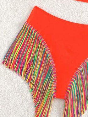 SHEIN Swim مجموعة بيكيني نسائية للشاطئ في الصيف، أحادية اللون، قطع مثيرة
