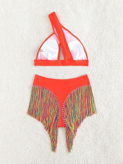 SHEIN Swim مجموعة بيكيني نسائية للشاطئ في الصيف، أحادية اللون، قطع مثيرة