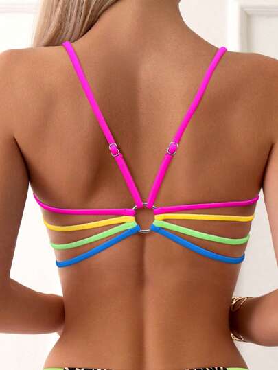 Swim SXY مجموعة بكيني بنمط الفهد للنساء قطعتين للعطلة والشاطئ
