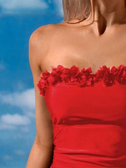 طقم تانكيني حريمي Swim Lushoire 3 مجموعة ستانكيني مكونة من ملابس علوية بانديو منقوش قطعة واحدة وأسفل بنطلون قصير وتنورة