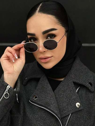 زوج نظارات معدنية بإطار صغير بيضاوي، بطراز رجعي، مناسب للجنسين، مناسب للارتداء اليومي، التصوير الشارعي، العطلات، الشاطئ وغيرها من المناسبات