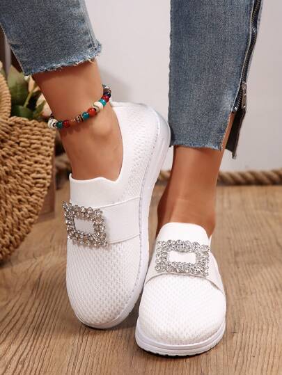 أحذية نسائية كاجوال بكعب منخفض، أحذية مريحة ولينة متعددة الاستخدامات، مزينة بالإسبرة تصميم مرن مناسب للربيع والخريف