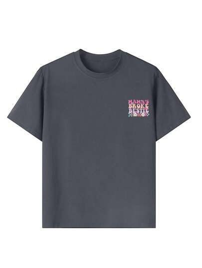 ملابس علوية T-shirt قصير الأكمام رقبة دائرية مطبوع بطبعات مضحكة ، كاجوال للفتيات في مرحلة المراهقة،، صيفي