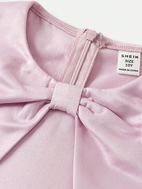 SHEIN فستان أنيق بياقة مفتوحة بدون أكمام لفتيات المراهقات، بزخرفة وردية وتفاصيل متدرجة