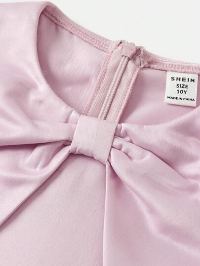 SHEIN فستان أنيق بياقة مفتوحة بدون أكمام لفتيات المراهقات، بزخرفة وردية وتفاصيل متدرجة