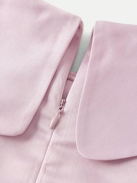 SHEIN فستان أنيق بياقة مفتوحة بدون أكمام لفتيات المراهقات، بزخرفة وردية وتفاصيل متدرجة