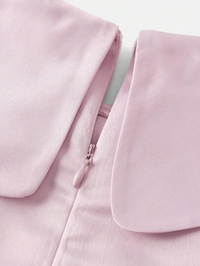 SHEIN فستان أنيق بياقة مفتوحة بدون أكمام لفتيات المراهقات، بزخرفة وردية وتفاصيل متدرجة