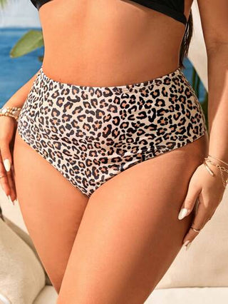 Swim SXY بيكيني نسائي كبير الحجم قطعة واحدة بطبعة نمر، خصر عالي، غرز مجعدة، ملابس السباحة على شاطئ المنتجع والمسبح