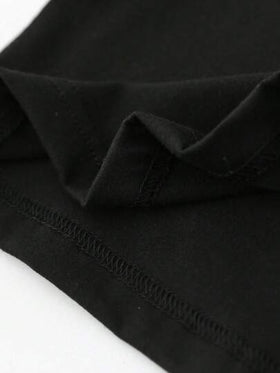 SHEIN تي شيرت صبي مراهق قطعة واحدة عصرية، بياقة دائرية بالأكمام القصيرة و طباعة حرفية